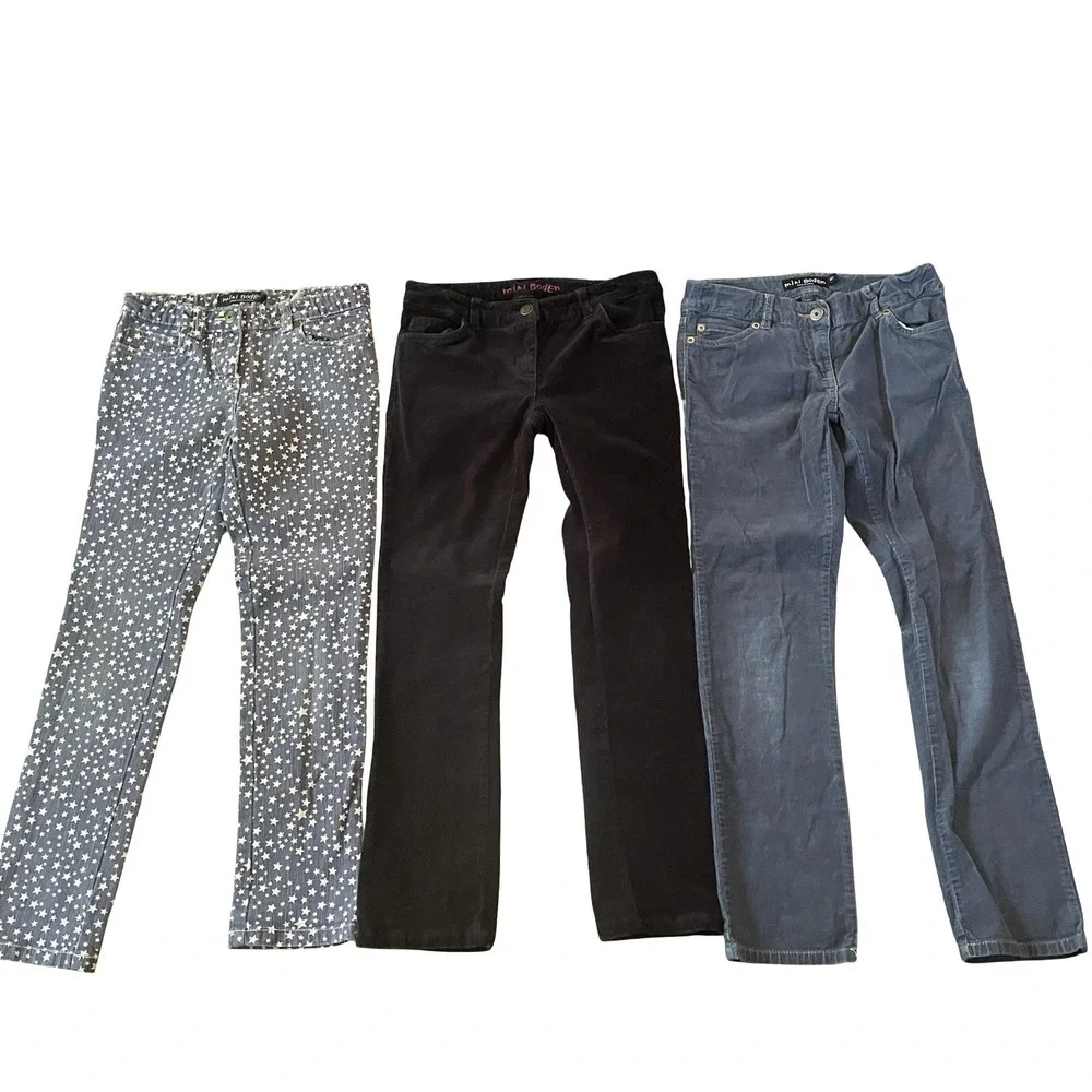 Mini Boden Size 10 Pants, Lot of 3, Blue Corduroy, Star, Black Velvet 98% Cotton
